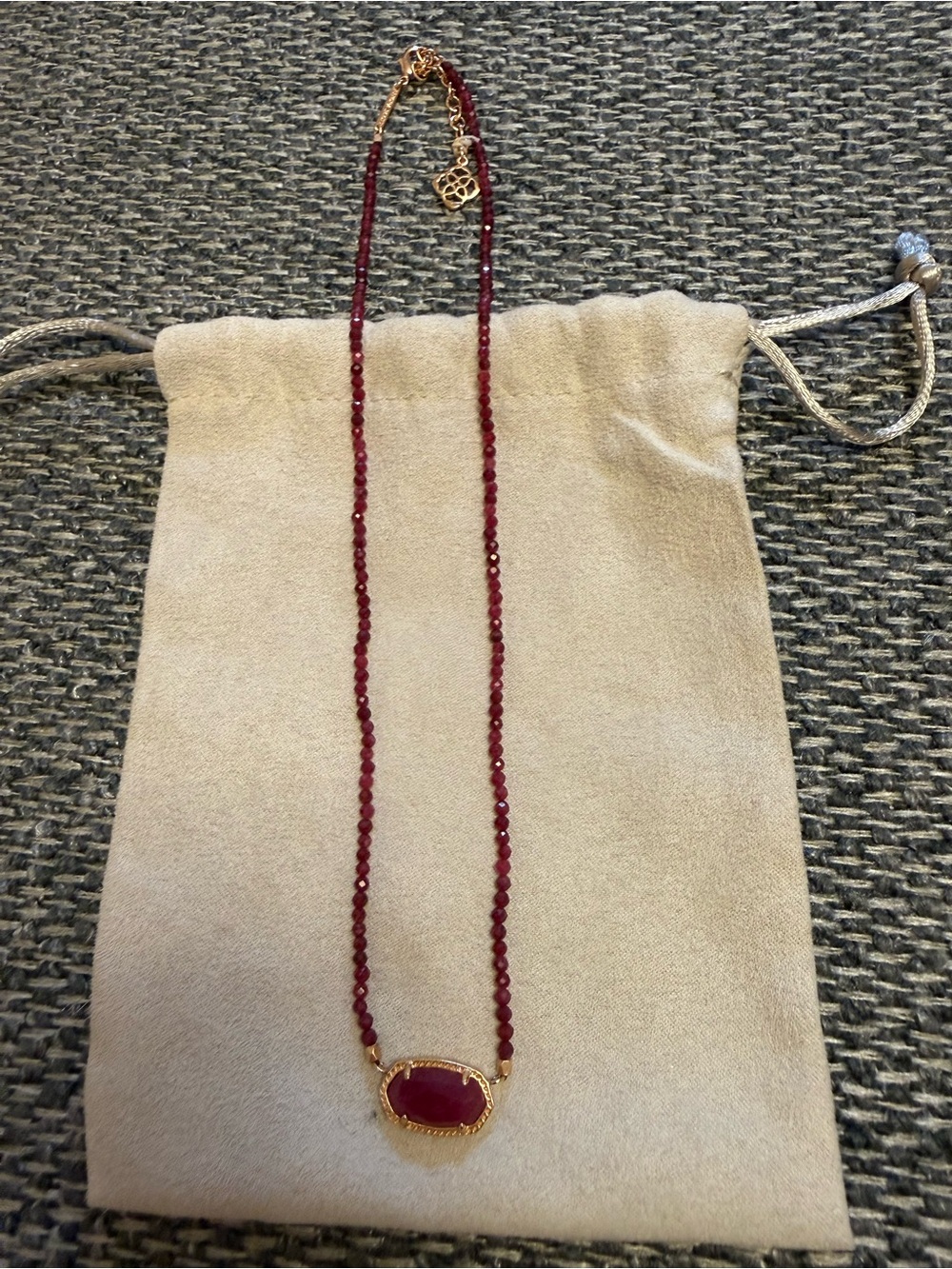 Kendra Scott Red/Burgundy Gemstone Beaded Pendant Necklace
